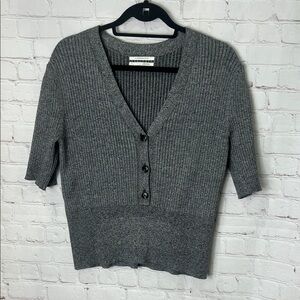 ANTHROPOLOGIE Henley Silhouette ribbed knit top